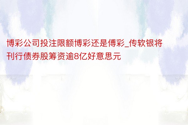 博彩公司投注限额博彩还是傅彩_传软银将刊行债券股筹资逾8亿好意思元